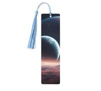 Marcadores de libros de madera con impresión de planeta espacial para amantes de los libros, escritores, lectores, únicos, geniales, 5 piezas