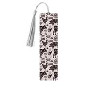 Marcadores de libros para lectores amantes de los libros: cortes de carne de res, pechuga de res a la barbacoa, marcapáginas de madera con borlas