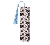 Marcadores de libros para lectores amantes de los libros: cortes de carne de res, pechuga de res a la barbacoa, marcapáginas de madera con borlas