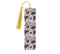 Marcadores de libros para lectores amantes de los libros: cortes de carne de res, pechuga de res a la barbacoa, marcapáginas de madera con borlas