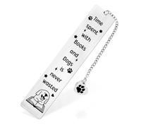 Marcadores de Libros para Mujeres que Leen, Regalos Lindos para Amantes de los Perros Acero Inoxidable Marcapáginas de Perro con Colgante de Corazón Golden Retriever Regalo para Mamá Perruna