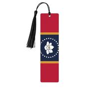 Marcadores de página de lectura con impresión de bandera del estado de Mississippi, 5 marcadores de madera con borlas, regalos para los amantes de los libros