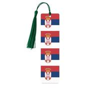 Marcadores de página de lectura con impresión de la bandera de Serbia, 5 marcapáginas de madera con borlas, regalos para amantes de los libros de lectura para profesores