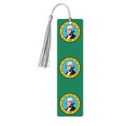 Marcadores de página de lectura con impresión de la bandera de Washington, 5 marcapáginas de madera con borlas, regalos para los amantes de los libros