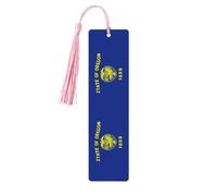 Marcadores de página de lectura con impresión de la bandera del estado de Oregon, 5 marcadores de madera con borlas, regalos para hombres y mujeres