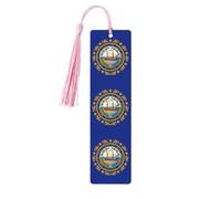 Marcadores de página de lectura con la bandera del estado de New Hampshire, 5 marcadores de madera con borlas, regalos para amantes de los libros de lectura para profesores
