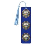 Marcadores de página de lectura con la bandera del estado de New Hampshire, 5 marcadores de madera con borlas, regalos para amantes de los libros de lectura para profesores