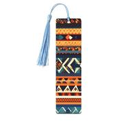 Marcadores de página de lectura con patrones nacionales africanos, 5 marcapáginas de madera con borlas, regalos para los amantes de los libros