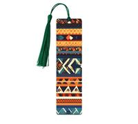 Marcadores de página de lectura con patrones nacionales africanos, 5 marcapáginas de madera con borlas, regalos para los amantes de los libros