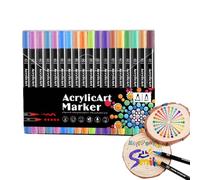 Marcadores de pintura acrílica,Conjunto de marcadores acrílicos | Bolígrafos de doble punta para cerámica,Artesanía Haciendo suministros de arte, colores de rotuladores acrílicos para pintura rupestre