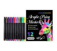 Marcadores de pintura acrílica genéricos - Marcadores para toma de notas - 12 colores creativos para adultos, tela de madera, vidrio, lienzo de roca, álbum de dibujo