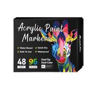 Marcadores De Pintura Acrílica - Juego De Bolígrafos De Pintura Rupestre De Doble Punta, Marcadores De Arte Permanentes Resistentes A La Decoloración | Ideal Para Papel, Vidrio, Madera, Lienzo, Cerámi