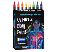 Marcadores de pintura corporal, bolígrafos de piel brillante, paquete de 18 crayones lavables de neón para maquillaje de disfraces, barra de tinta temporal con plantilla, suministro de escenario