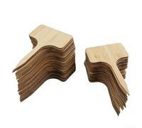 Marcadores de plantas tipo T de madera natural para uso en jardín con escritura plana para identificar hierbas, flores y plantas perennes (50 piezas)