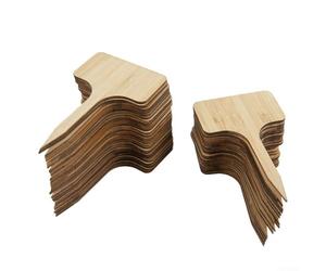 Marcadores de plantas tipo T de madera natural para uso en jardín con escritura plana para identificar hierbas, flores y plantas perennes (50 piezas)