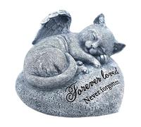 Marcadores de tumbas para mascotas - Estatua de jardín para gatos impermeable a prueba de sol | Memorial del gato durmiente | Marcador de tumbas para gatos por la pérdida de un gato | Regalo de simpat