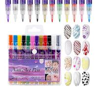 Marcadores de Uñas,Impermeable de Secado Rápido 12 Colores - Juego de Rotuladores de Gel para Uñas de 0.7mm para Niños - Para Pintar, Puntear, Manualidades, Hogar, Salon, Mujeres, Niñas, Navidad,