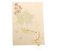 Marcadores decorativos de metal hueco con patrones de naturaleza, diseño retro ligero para leer artículos de papelería esenciales grabados de metal de arce