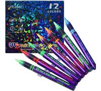 Marcadores fluorescentes de pintura facial, 12 colores para arte facial y corporal, juego de bolígrafos de luz negra con puntas puntiagudas para festivales, fiestas, maquillaje, bolígrafos de pintura