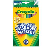 Marcadores lavables Crayola Ultra-Clean, l?nea fina multicolor, 10 unidades