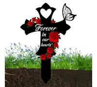 Marcadores para tumbas 2d acrílico para cementerio | Elegantes marcadores de tumbas para cementerios, corazones y cruces para exteriores