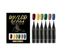 Marcadores para Uñas - 6 Colores Herramientas de Dibujo Punta Fina | Rotuladores De Gel De Uñas De Secado Rápido | Para Mujeres, Hombres, Jóvenes, Principiantes y Manicura en Casa o Salón