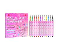 Marcadores Para Uñas | Arte De Pintura Fina Delineadores De Secado Rápido 12 Piezas | Rotuladores De Esmalte Para Uñas Con Arte - Para Niñas Niños Mujeres Principiantes Lienzo Artesanía Salón Hogar
