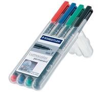 Staedtler Lumocolor 318 WP4 marcador permanente Punta fina Negro, Azul, Verde, Rojo 4 pieza(s)