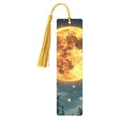 Marcapáginas 3D de madera con diseño de luna llena, estrellas y pino, cielo nocturno, doble cara, 5 piezas, regalos para mujeres para amantes de los libros, accesorios geniales para cuadernos, regalos