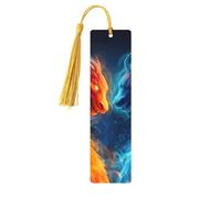 Marcapáginas abstracto de dragón de fuego largo de madera con borla, para mujeres y hombres, marcadores de página de lectura, regalos para amantes de los libros