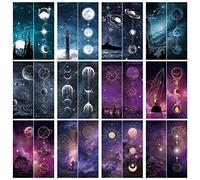 Marcapáginas con temática espacial, marcapáginas de doble cara con temática espacial, luna y noche estrellada || Marcapáginas a granel para recuerdos de fiesta espacial, marca de libros única para