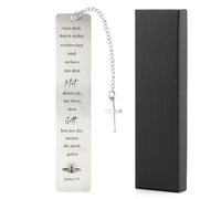 Marcapáginas cristiano con versículo de la Biblia y colgante de cruz, marcapáginas inspirador, regalos cristianos, marcapáginas cristianos, regalos inspiradores con caja de regalo para mujeres y