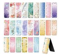 Marcapáginas cristianos - 24 marcapáginas de la Biblia, regalos cristianos para mujeres, marcapáginas magnéticos de diseño floral, marcadores de libros para Biblia para mujer, marcadores magnéticos de