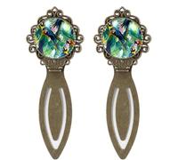 Marcapáginas de 2 piezas pintadas con plantas tropicales, color verde, marcadores de libros de estilo vintage para amantes de los libros, escritores, lectores, profesores, regalos de cumpleaños para