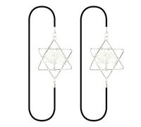 Marcapáginas de banda elástica con diseño de estrella de David de los 7 chakras, árbol de la vida, piedra de la suerte, banda de cuarzo transparente, marcador de página, paquete de 2
