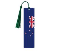 Marcapáginas de borla con la bandera de Nueva Zelanda para mujer, 5 piezas de suministros de estudio de madera, juego de accesorios para libros