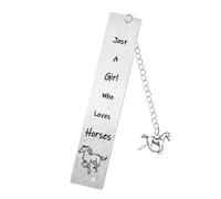 Marcapáginas de caballo para niñas, con texto en inglés "Just A Girl Who Loves Horses", para leer, mujeres, amantes de los caballos, regalos para hija, hermana, sobrina, mejor amiga, regalos de