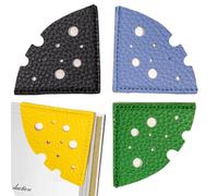 Marcapáginas de cuero | 4 piezas con clip lateral en forma de queso | Marcapáginas | para estudio bíblico, grupos de lectura, profesores, estudiantes, como regalo de cumpleaños, biblioteca, escuela