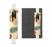 Marcapáginas de cuero con patrón de sandalias de verano con banda elástica, funda portátil para bolígrafos, diarios y planificadores