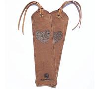 Marcapáginas de cuero hecho a mano, paquete de 2 marcapáginas de cuero genuino Crazy Horse para mujeres y niñas con diseño único de corazón, regalo de cuero perfecto para gusanos de biblioteca