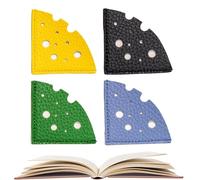 Marcapáginas de cuero para hombres - Juego de 4 clips de soporte para forma de queso | Marcapáginas para hombres - para estudio bíblico, grupos de lectura, profesores, estudiantes, como regalo de