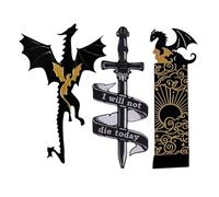 Marcapáginas de dragón, dragones negros y dorados para hombres con sol y nubes, decoraciones de libros, accesorios de libros para amantes de los libros, amigos, familiares, entusiastas de la lectura