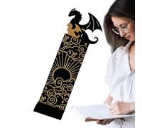 Marcapáginas de dragón negro y dorado | Fantásticos marcapáginas para hombres con sol y - Decoraciones de estanterías para Navidad, Halloween, Acción de Gracias, regalo de cumpleaños
