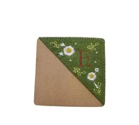 Marcapáginas de esquina bordado a mano, 4 Uds., estilos, marcapáginas letras flores hechas a for las cuatro estaciones Para Amantes(Green-E)