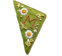 Marcapáginas de esquina bordado a mano con letras personalizadas, marcador página libro triangular cosido fieltro flores bonitas, color verde, 1 ud Para Amantes(Green-M)