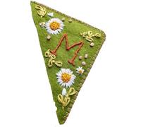 Marcapáginas de esquina bordado a mano fieltro, diseño Bordado letras flores, marcapáginas cosido, marcador página Multicolor, 2 uds Para Amantes(Green-Summer M)