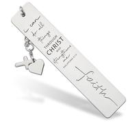 Marcapáginas de fuerza cristiana, regalo inspirador de fe con Filipenses 4:13, accesorio espiritual para creyentes cristianos y practicantes devocionales diarios, Faith15