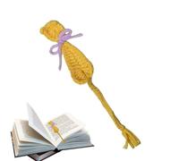 Marcapáginas de ganchillo con forma de gato - Pisapapeles creativo hecho a mano Adorable patrón de gato hecho a mano, divisor de libros de alambre duradero, accesorio de lectura |