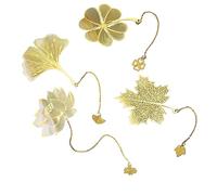 Marcapáginas de hoja de Metal de 4 uds, marcapáginas hueco amarillo, marcapáginas delicado portátil con colgante de Metal para estudiantes, lectores y escritores