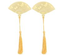 Marcapáginas de latón, abanico plegable, antigüedad China, Metal, literatura, arte, regalos, suministros de libros, 2 uds.